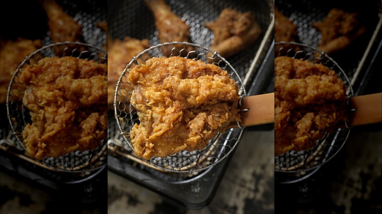 Freshly fried piece of chicken