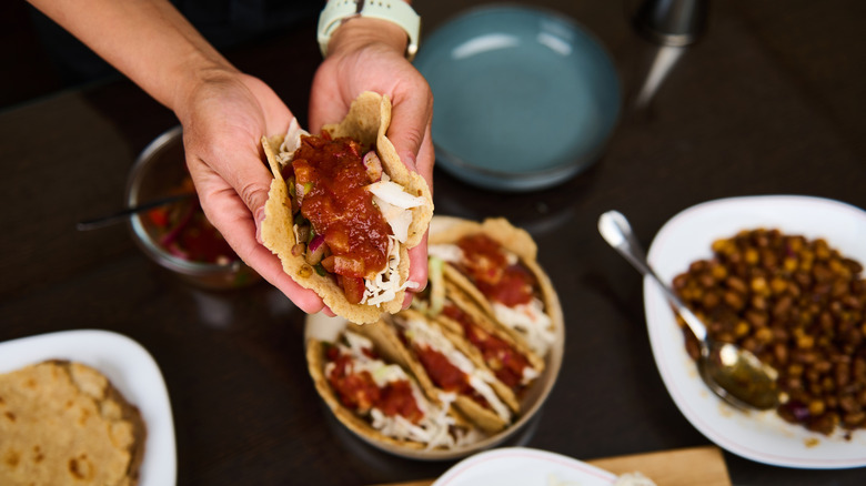 taco with salsa topping