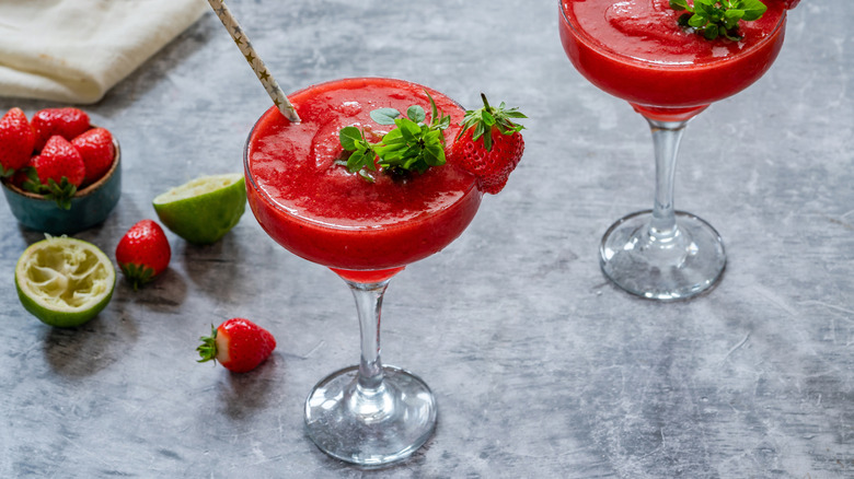 two strawberry daiquiris