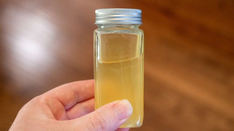 hand holding a container of beef tallow