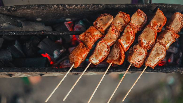 Grilled tofu on skewers