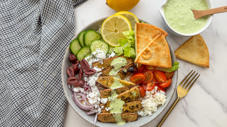 finished bowl with sauce