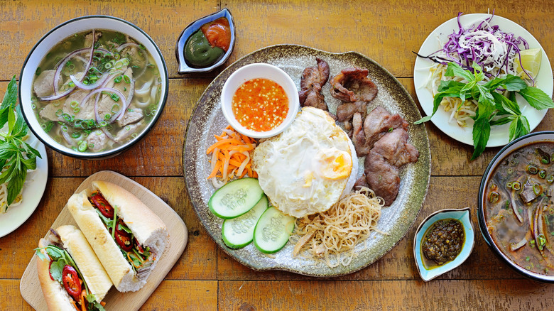 A display of various Vietnamese dishes