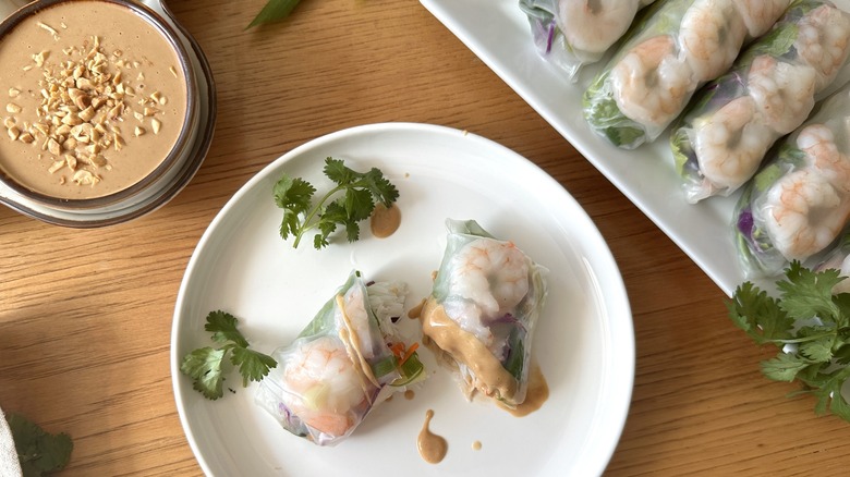 shrimp summer rolls on plate