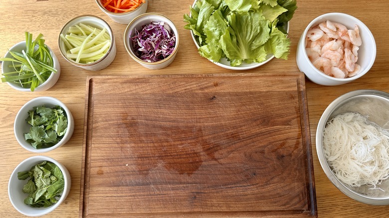 summer roll mise en place