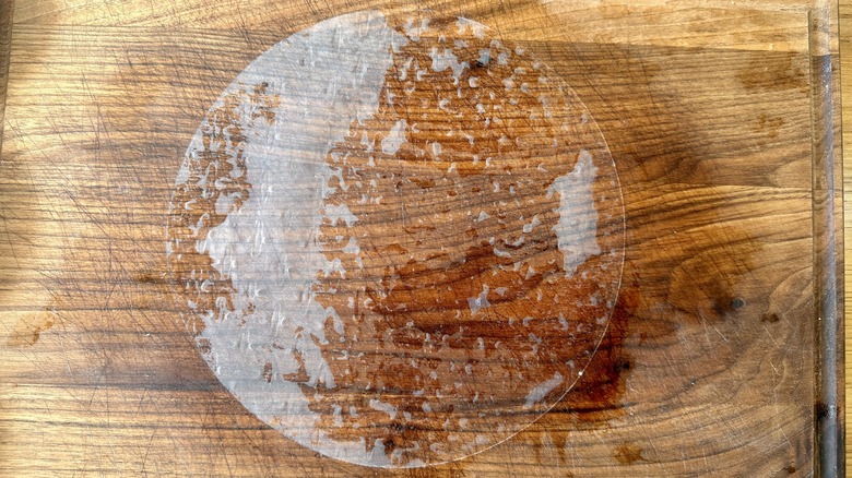 rice paper on cutting board