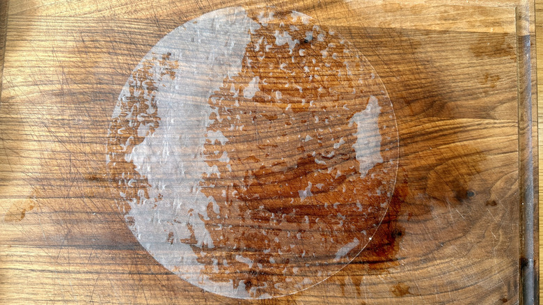 rice paper on cutting board