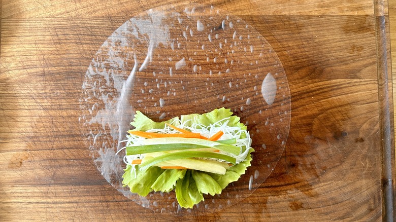 vegetables in rice paper wrapper