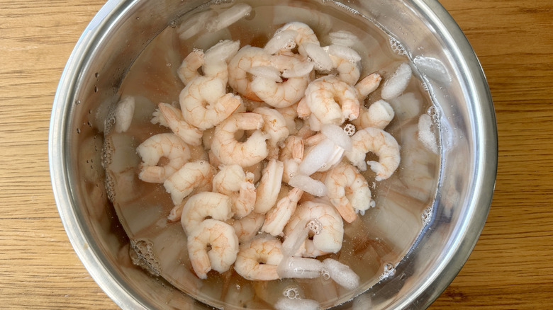 shrimp in chilled water