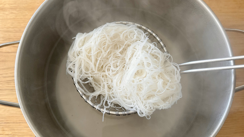 vermicelli in spider strainer