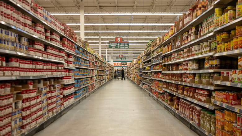 Canned foods grocery aisle