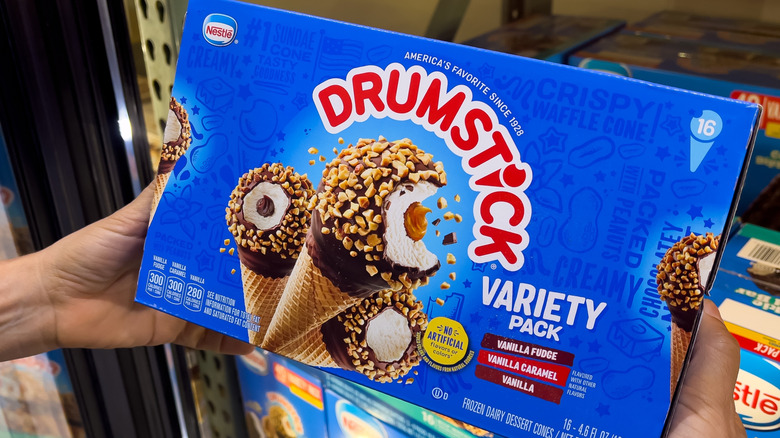 Drumstick ice cream box in cooler