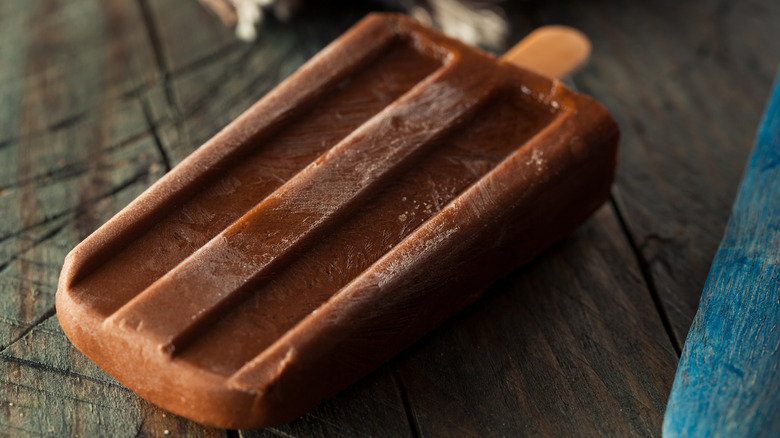 Fudgesicle ice cream pop on a stick