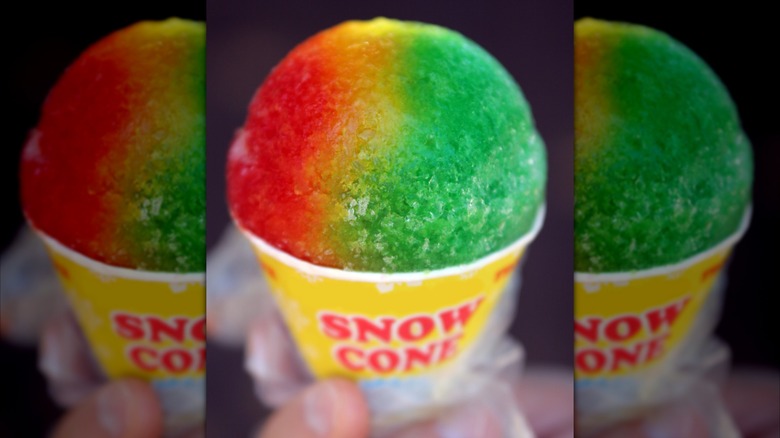 Snow cone with colors in a cup