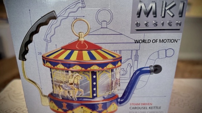 An unopened MKI designed Kamenstein carousel tea kettle from the 1990s.
