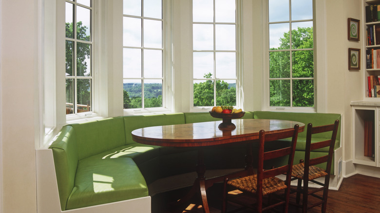 Breakfast nook under window