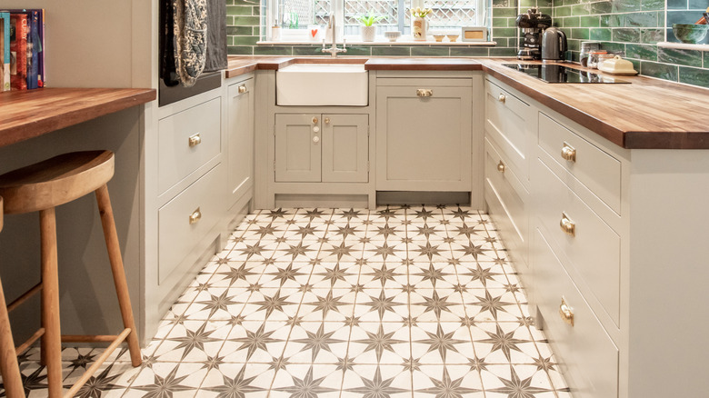 Art Deco tile kitchen flooring