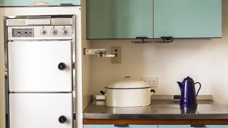 Vintage wall ovens in kitchen