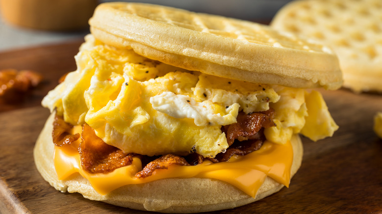 Waffle breakfast sandwich