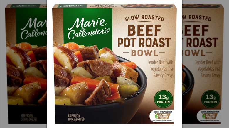 Exterior packaging of Marie Callender's Slow Roasted Beef Pot Roast Bowl