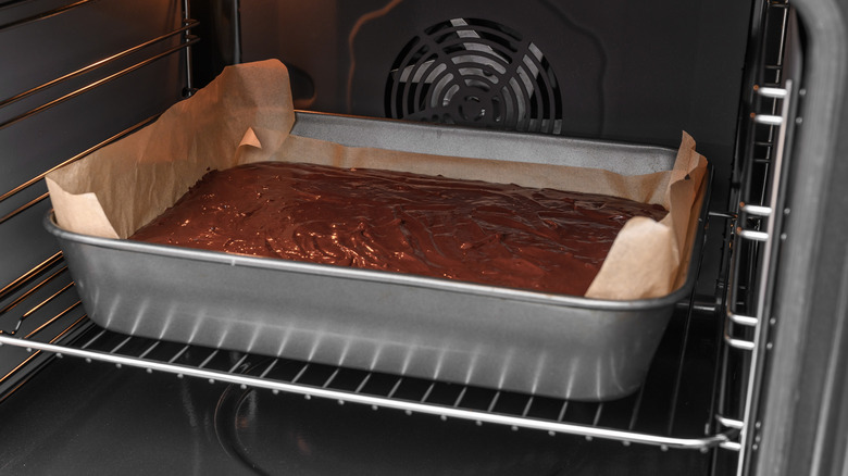 Brownies baking in the oven.