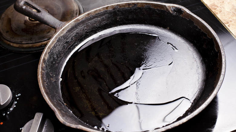 Oil in a skillet.