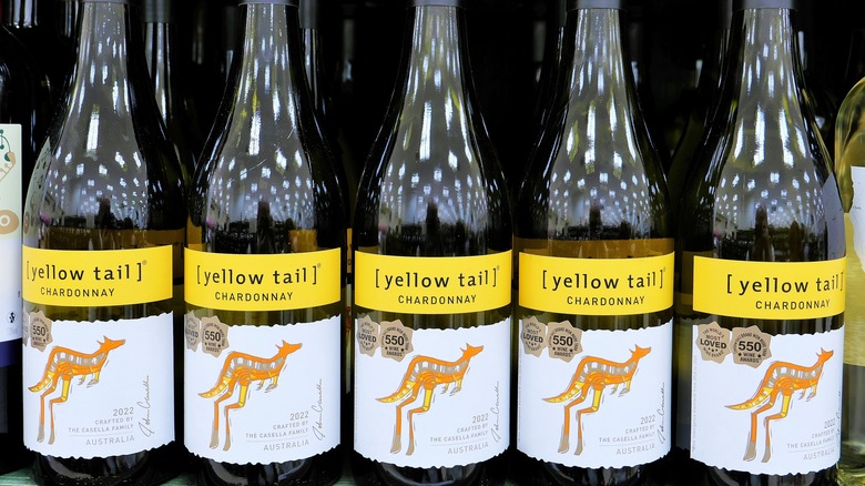 yellow tail chardonnay wine on a shelf
