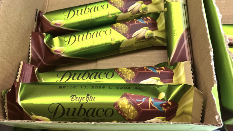 Dollar Tree's dubai chocolate bars in a box