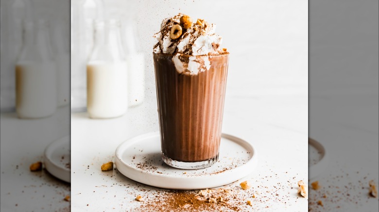 Cookie milkshake on white background