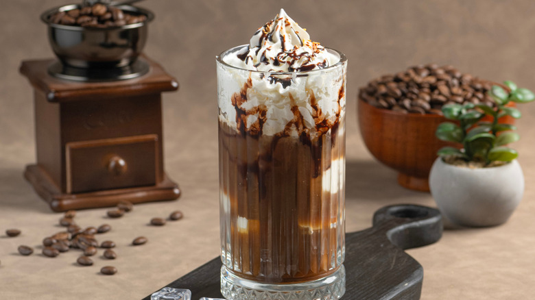 chocolate and whipped cream on top of frappe