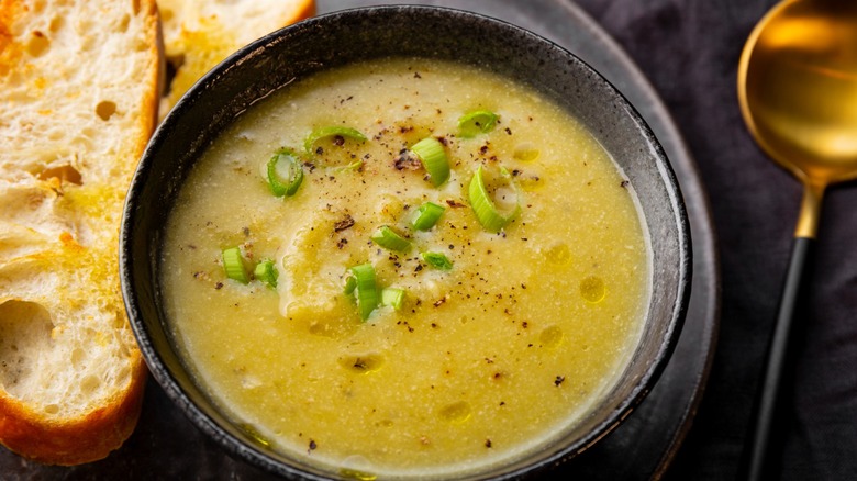 Bowl of soup with bread