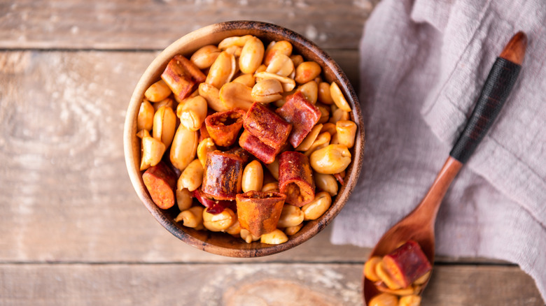 chili crisp snack with nuts