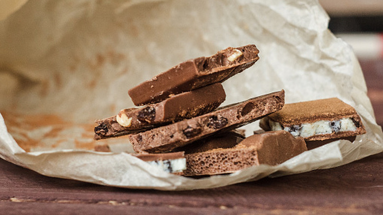 chocolate bark in parchment paper
