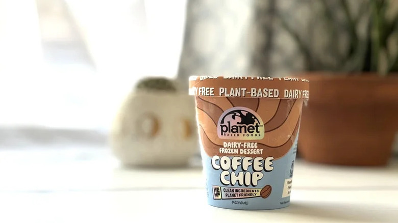 A pint of Planet Based Foods Dairy-Free Coffee Chip Frozen Dessert