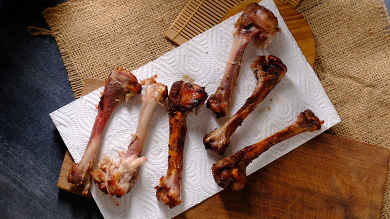 Chicken bones on napkin