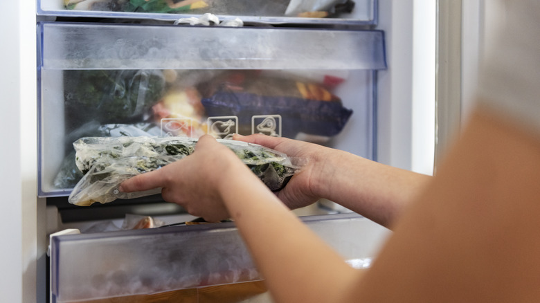 Placing an item in the freezer