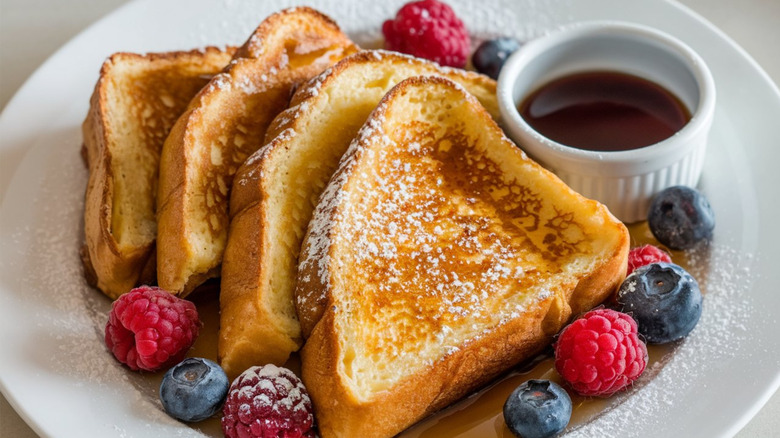 French toast on a plate with berries