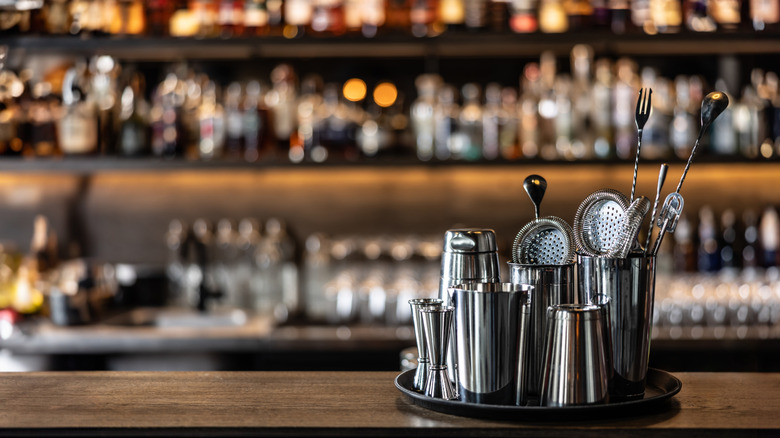 Bar with alcohol display