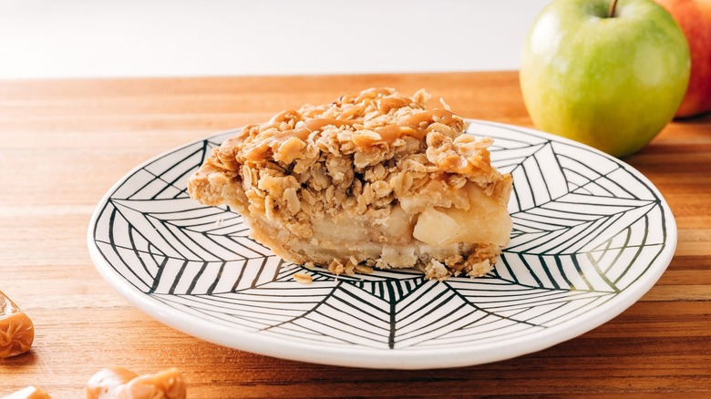A caramel apple crumble pie from Justice of the Pies