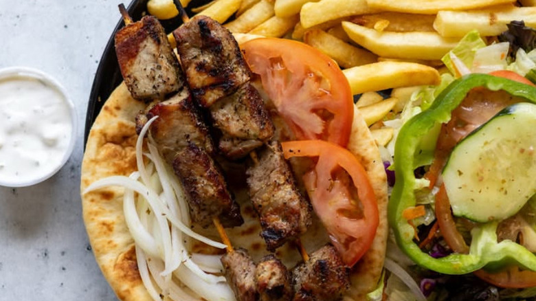 A souvlaki plate from Mr Greek Gyros