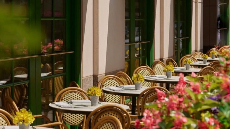 Picturesque outdoor seating at the cafe