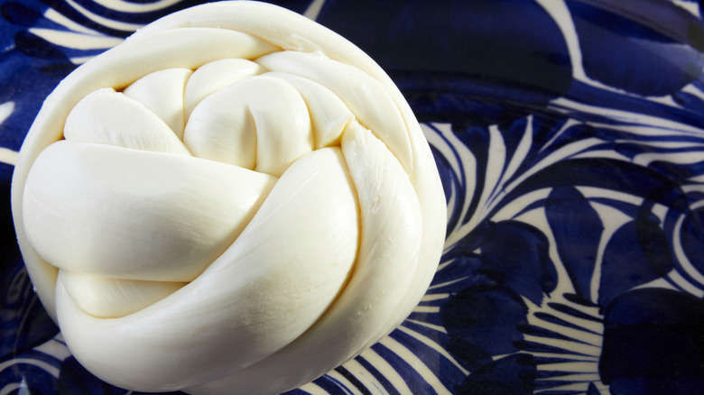 close up quesillo ball of cheese