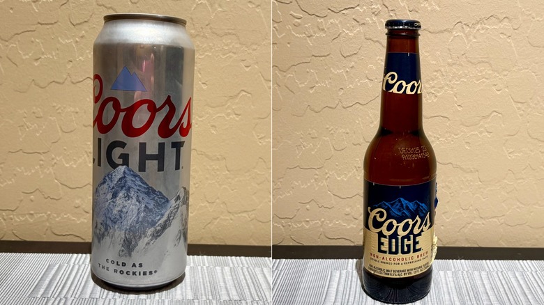 Side by side photos of a Coors Light can and Coors Edge bottle