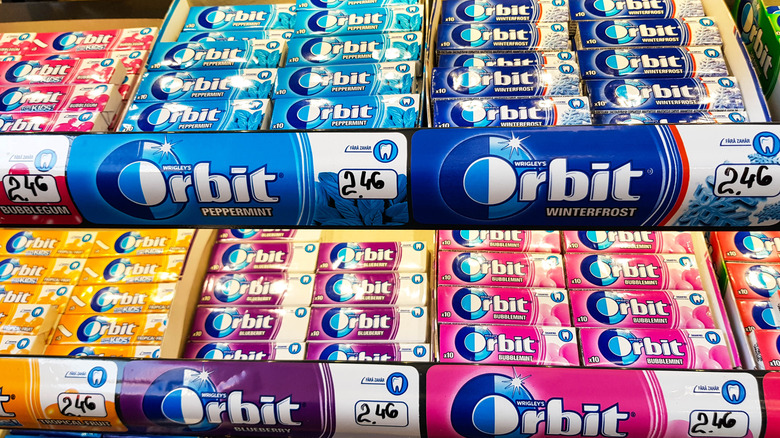 Various flavors of Orbit gum packages
