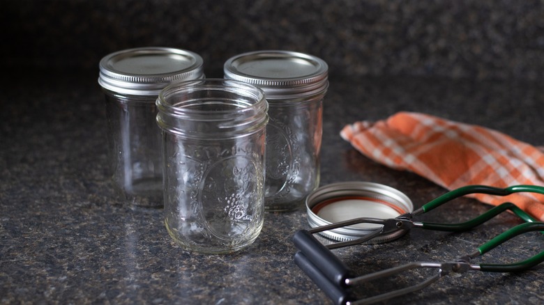 Three Mason jars are photographed together.