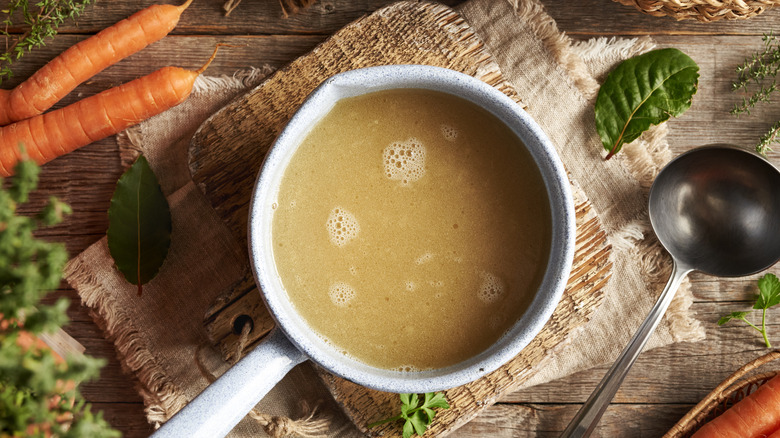a bowl of chicken bone broth