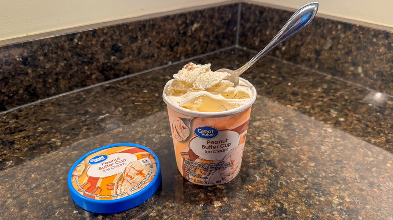 Peanut butter cup on countertop