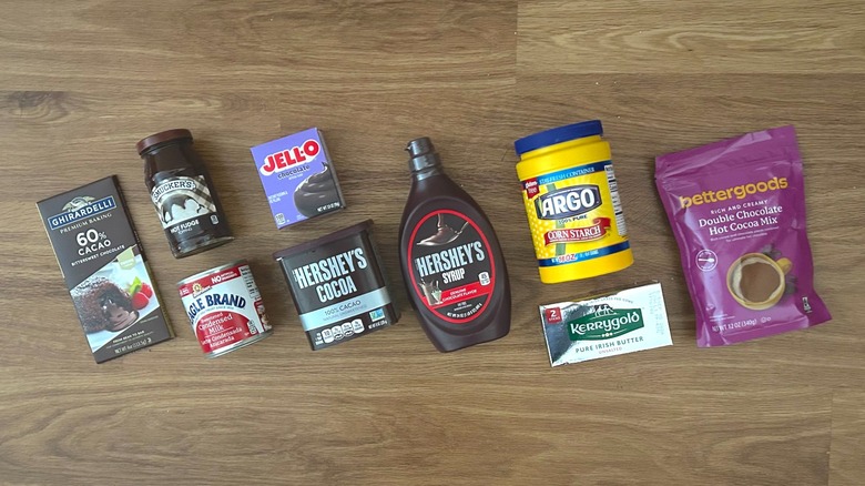 Assorted ingredients for making hot chocolate