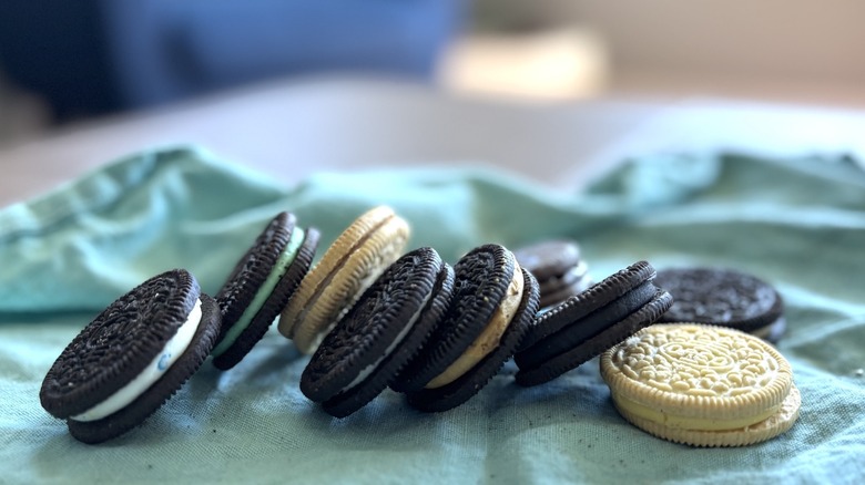 various Oreo cookies taken out of package