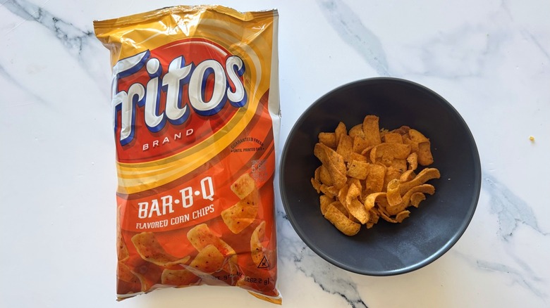 Barbecue Fritos on marble surface